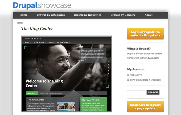 Fresh image 1 from The King Center Website in Drupal Showcase