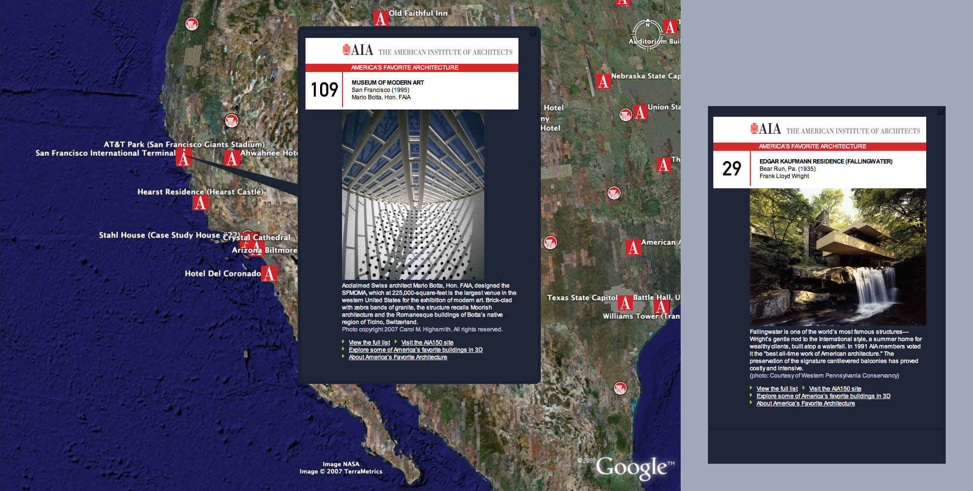 Google Earth layer for America's Favorite Architecture