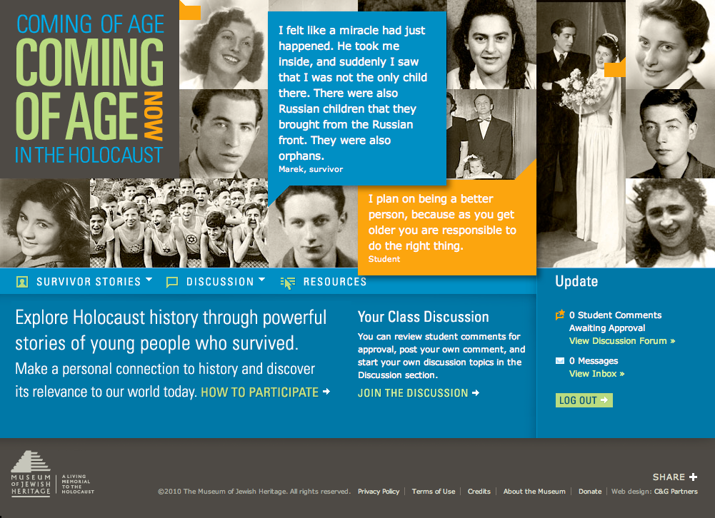 Project image 1 for Coming of Age in the Holocaust, Coming of Age Now Website, Museum of Jewish Heritage