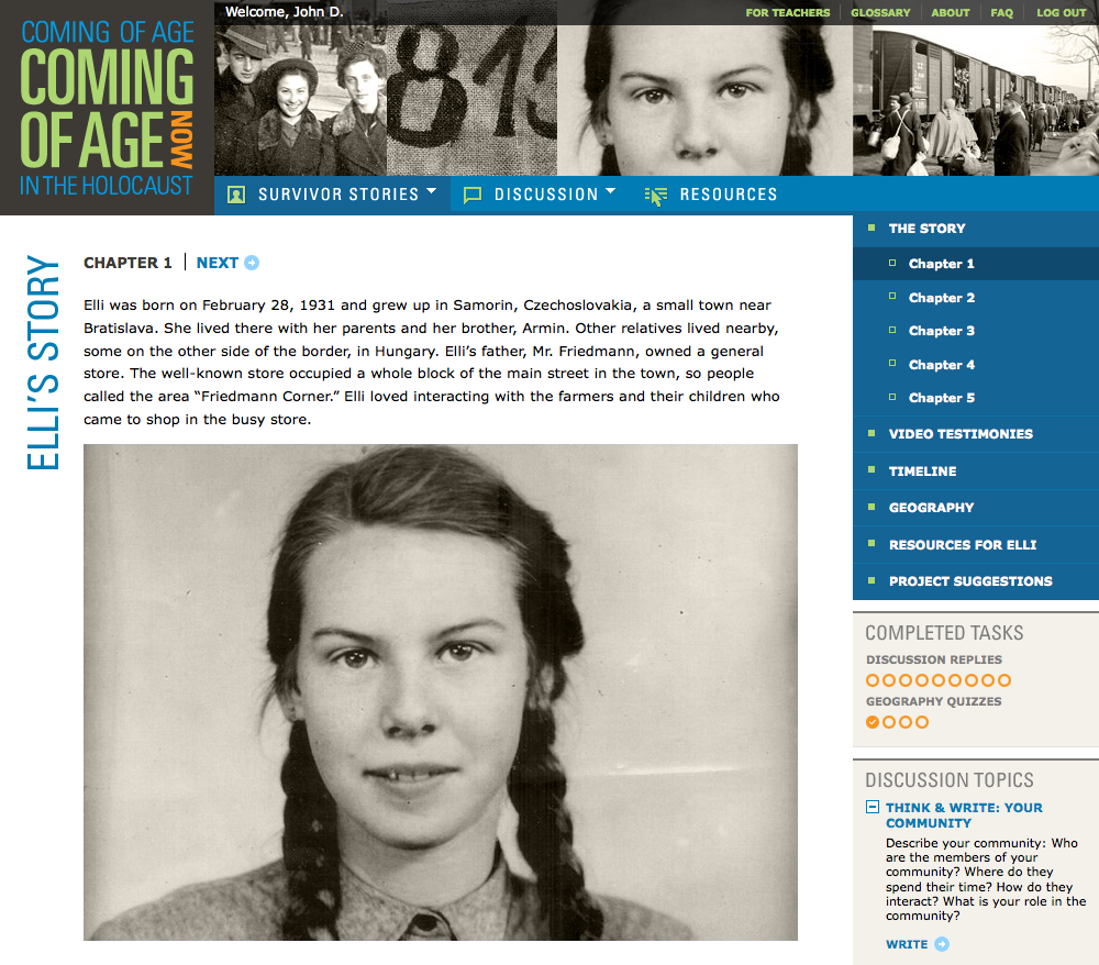 Project image 2 for Coming of Age in the Holocaust, Coming of Age Now Website, Museum of Jewish Heritage