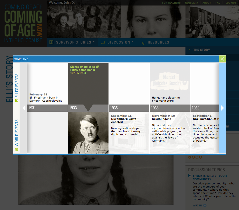 Project image 4 for Coming of Age in the Holocaust, Coming of Age Now Website, Museum of Jewish Heritage