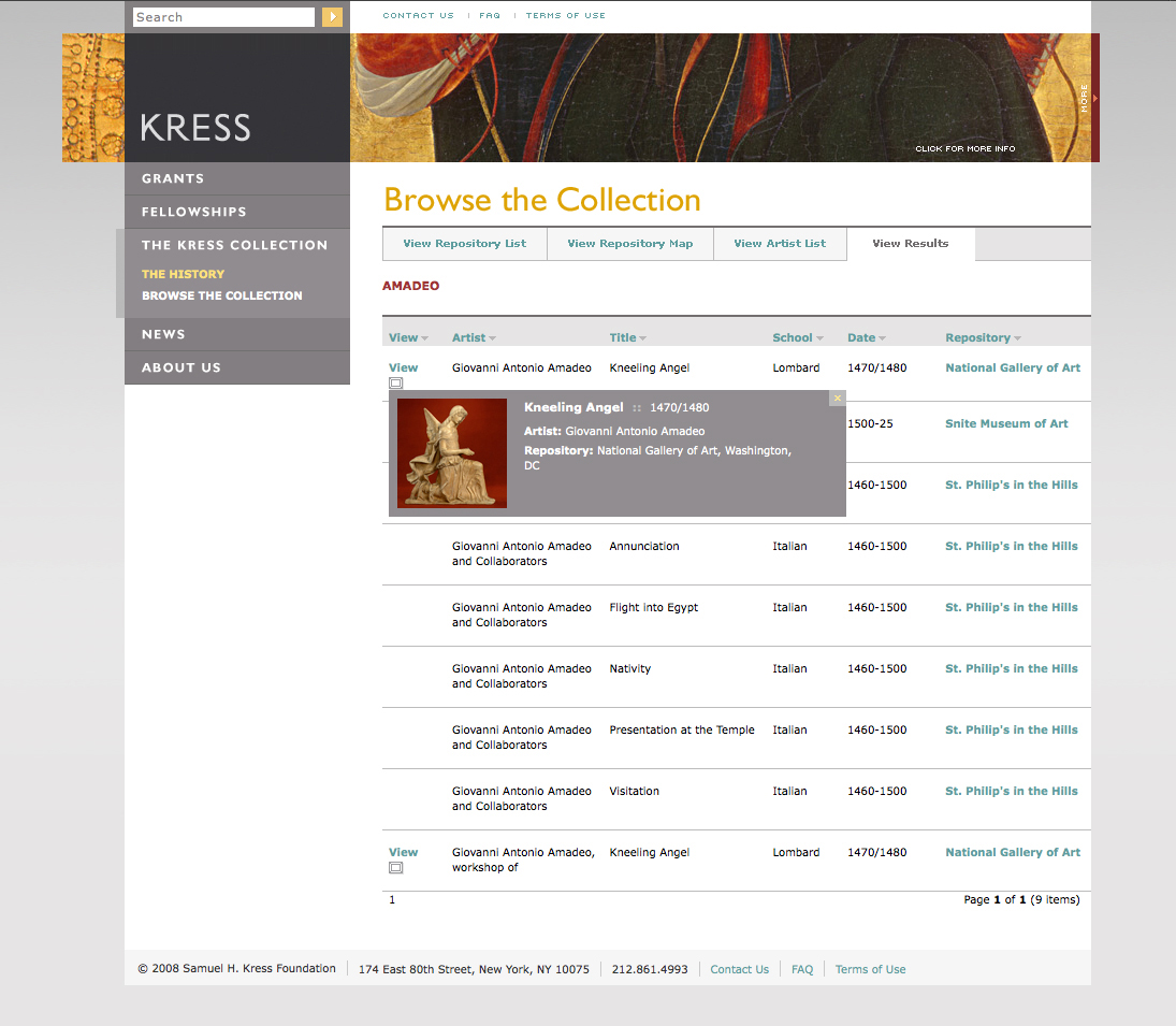 Project image 4 for Website, Samuel H. Kress Foundation