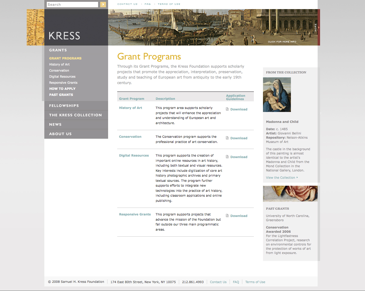 Project image 3 for Website, Samuel H. Kress Foundation