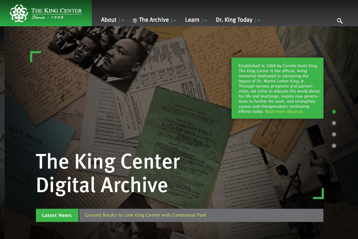 Project image 2 for King Center Archive Website