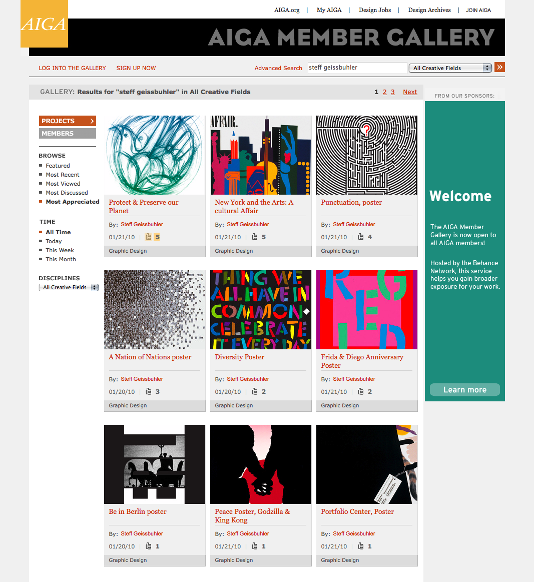 Project image 2 for Interactive Member Gallery, American Institute of Graphic Arts