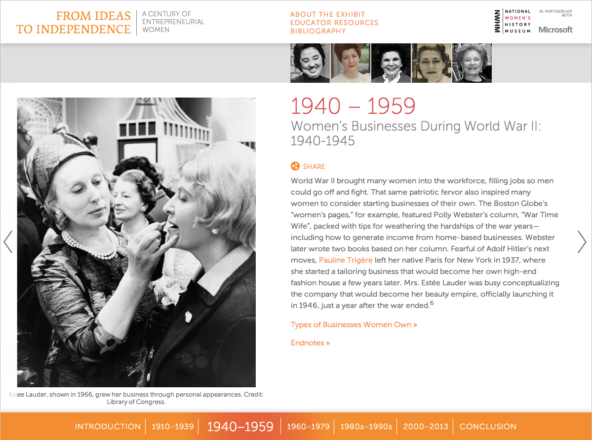 Project image 1 for From Ideas to Independence: A Century of Entrepreneurial Women, National Women's History Museum