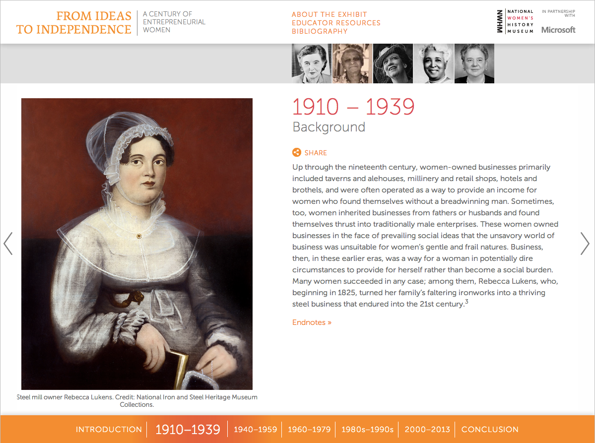 Project image 4 for From Ideas to Independence: A Century of Entrepreneurial Women, National Women's History Museum