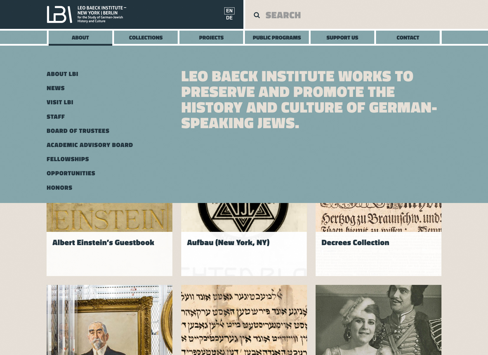 Leo Baeck Institute Web Menu