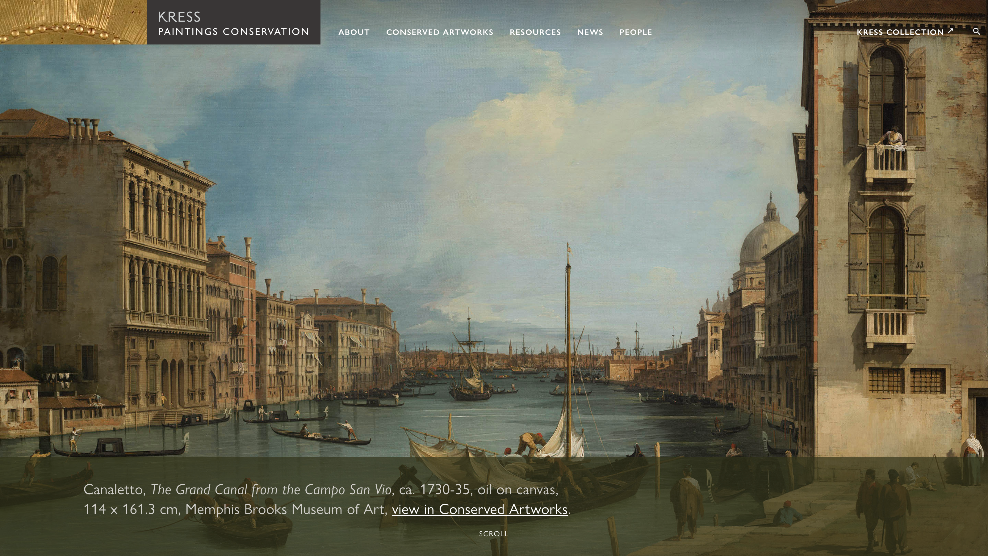 Homepage design Kress Paintings Conservation Online Collection