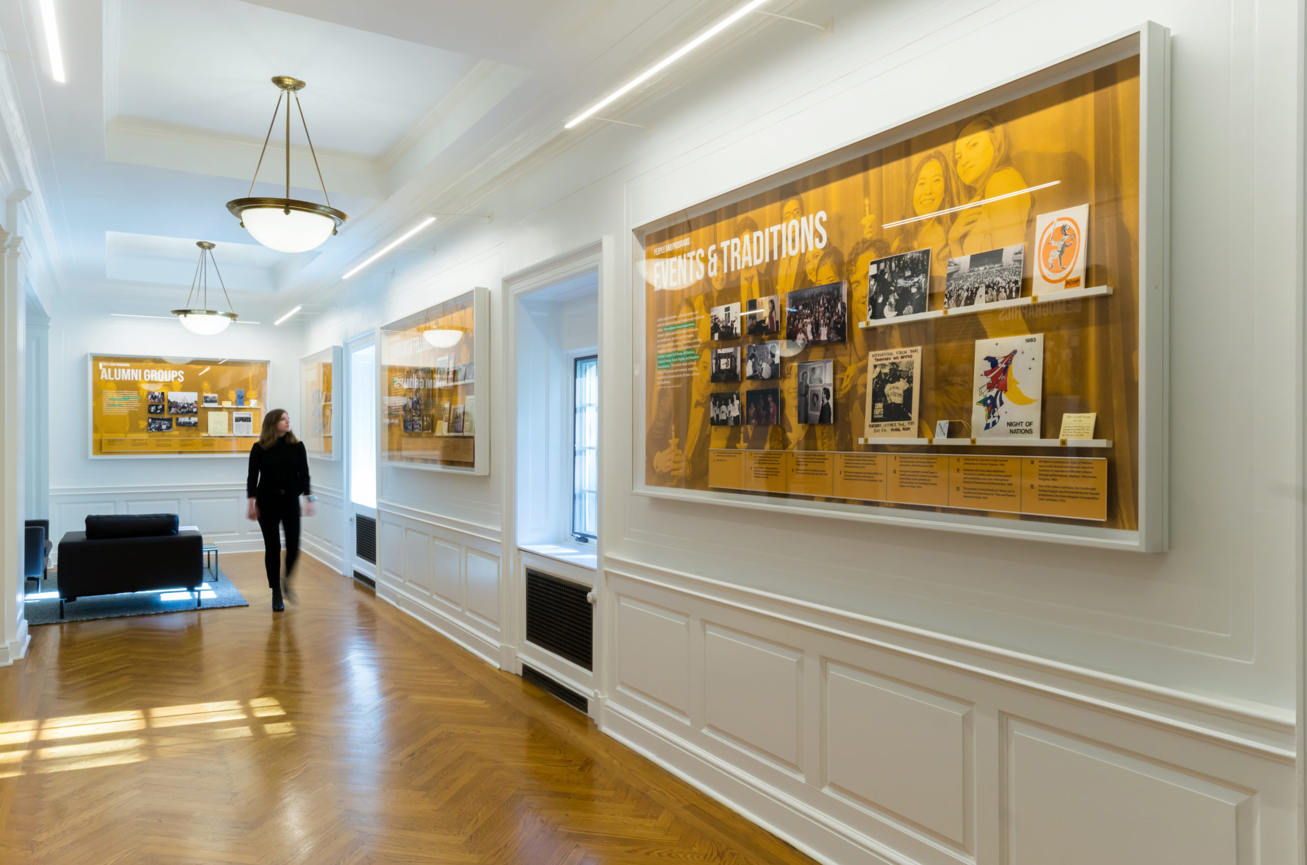 International House Display Cases in Hallway